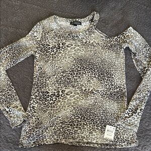 NWT Leopard Print One-Shoulder Top